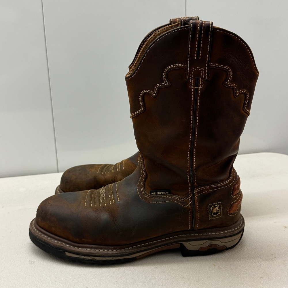 Dan Post Mens DP69512 Waterproof Leather Western Work Boots Brown Size 9M
